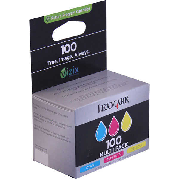 Lexmark 14N0685 (Lexmark #100C M Y XL) OEM Cyan, Yellow, Magenta Ink Cartridge (Multipack, 3pk)