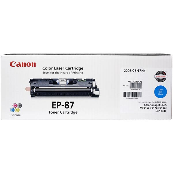 Canon 7432A005AA (EP-87c) OEM Cyan Toner Printer Cartridge
