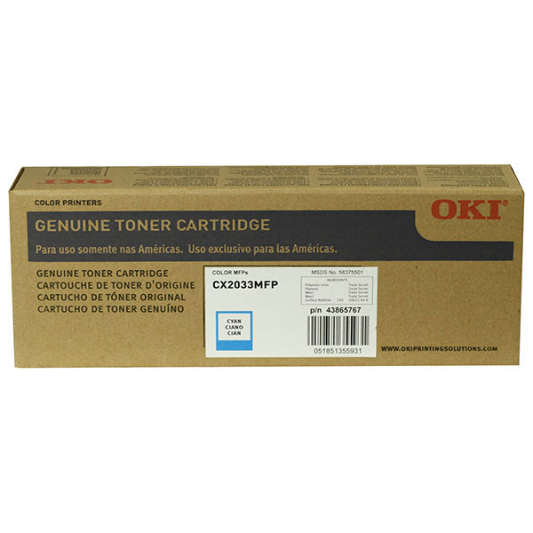 Okidata 43865767 OEM Cyan Toner Cartridge