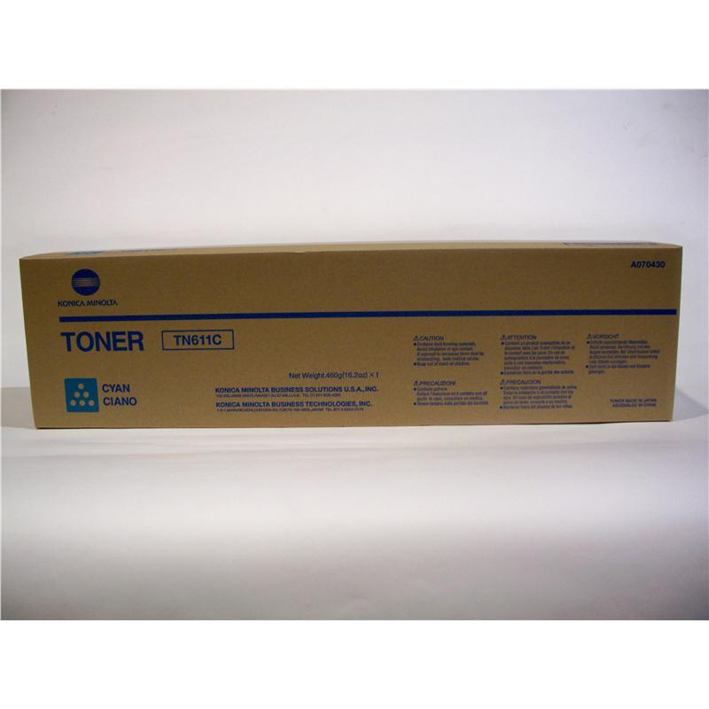 Konica Minolta A070430 (TN-611C) OEM Cyan Laser Toner Cartridge
