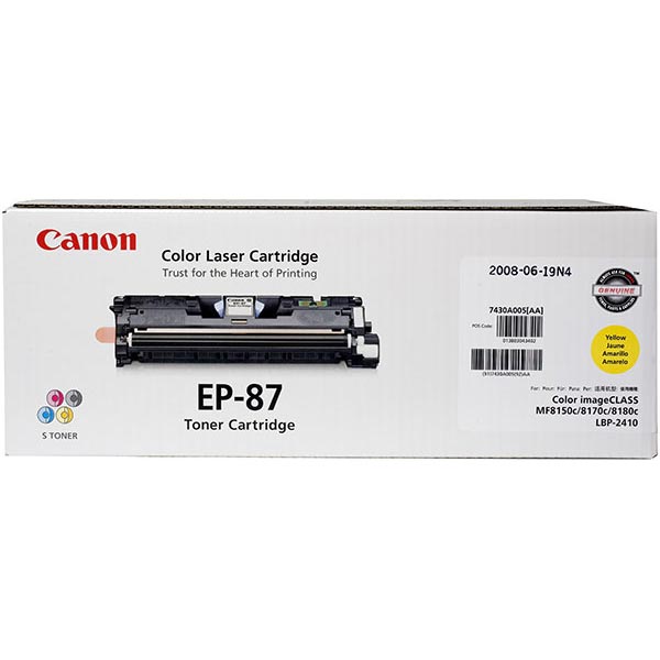 Canon 7430A005AA (EP-87y) OEM Yellow Toner Printer Cartridge